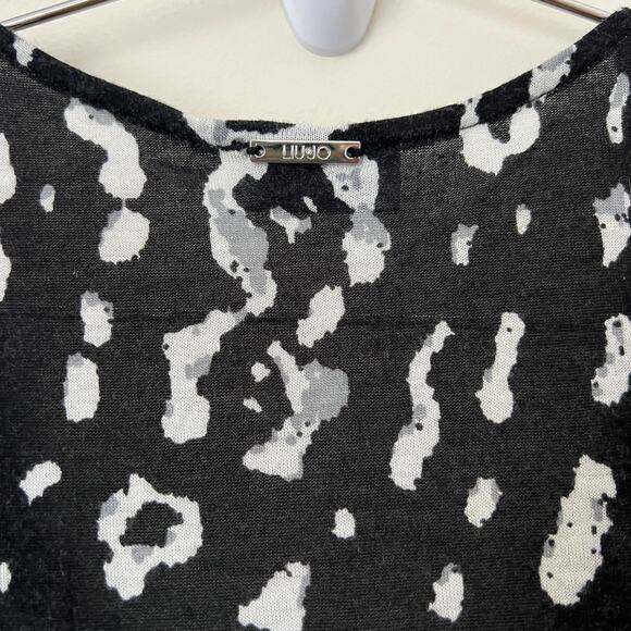 LIU-JO Black White Leopard V-Neck Short Sleeve Dress Size S - Picture 4 of 9